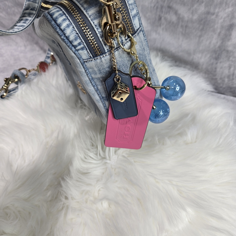 Coach CEK67 Carey Crossbody Bag in Loved Denim with Charms in Light Indigo - Picture 2 of 4